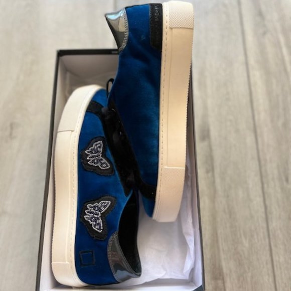 D.A.T.E. Velvet Butterfly Sneakers in Velvet Blue - Size 39 EU / 8.5 US - NWT - Picture 8 of 9